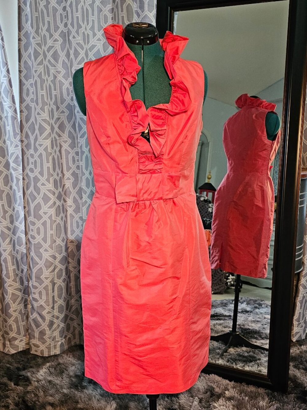 Alfred Sung Firecracker Ruffle‑Neck Sheath Dress – Style D465 – Size 10